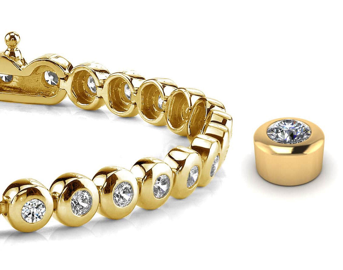 Bezel Set Diamond Tennis Bracelet Available In White Yellow Rose Gold Or Platinum